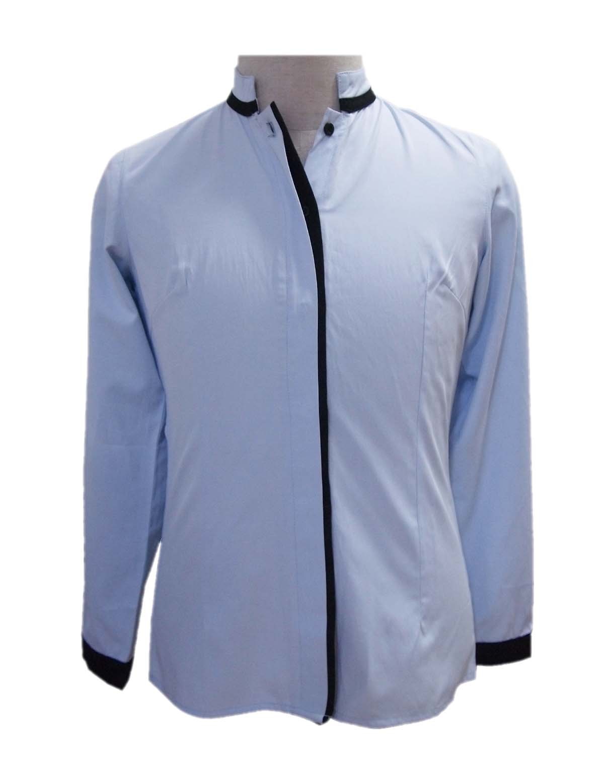 Long Sleeves Shirt for corporate attire. Mandarin collar with black ...