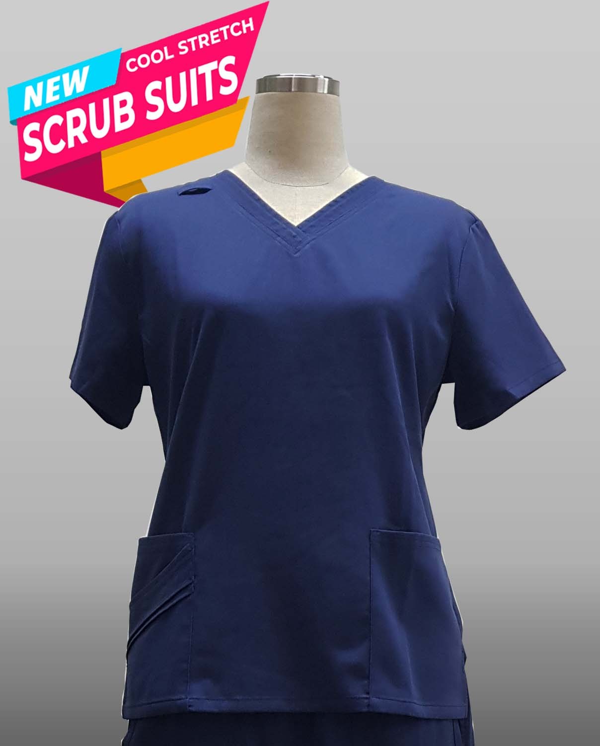 02. Cool Stretch Scrub Top (Navy)